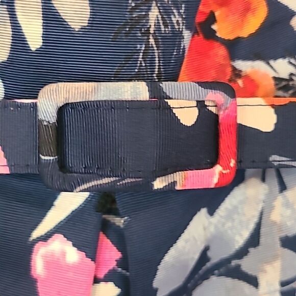 Eliza J Fit & Flare Floral Belted Dress Blue Pink Side Pockets Size 14 - Picture 6 of 16